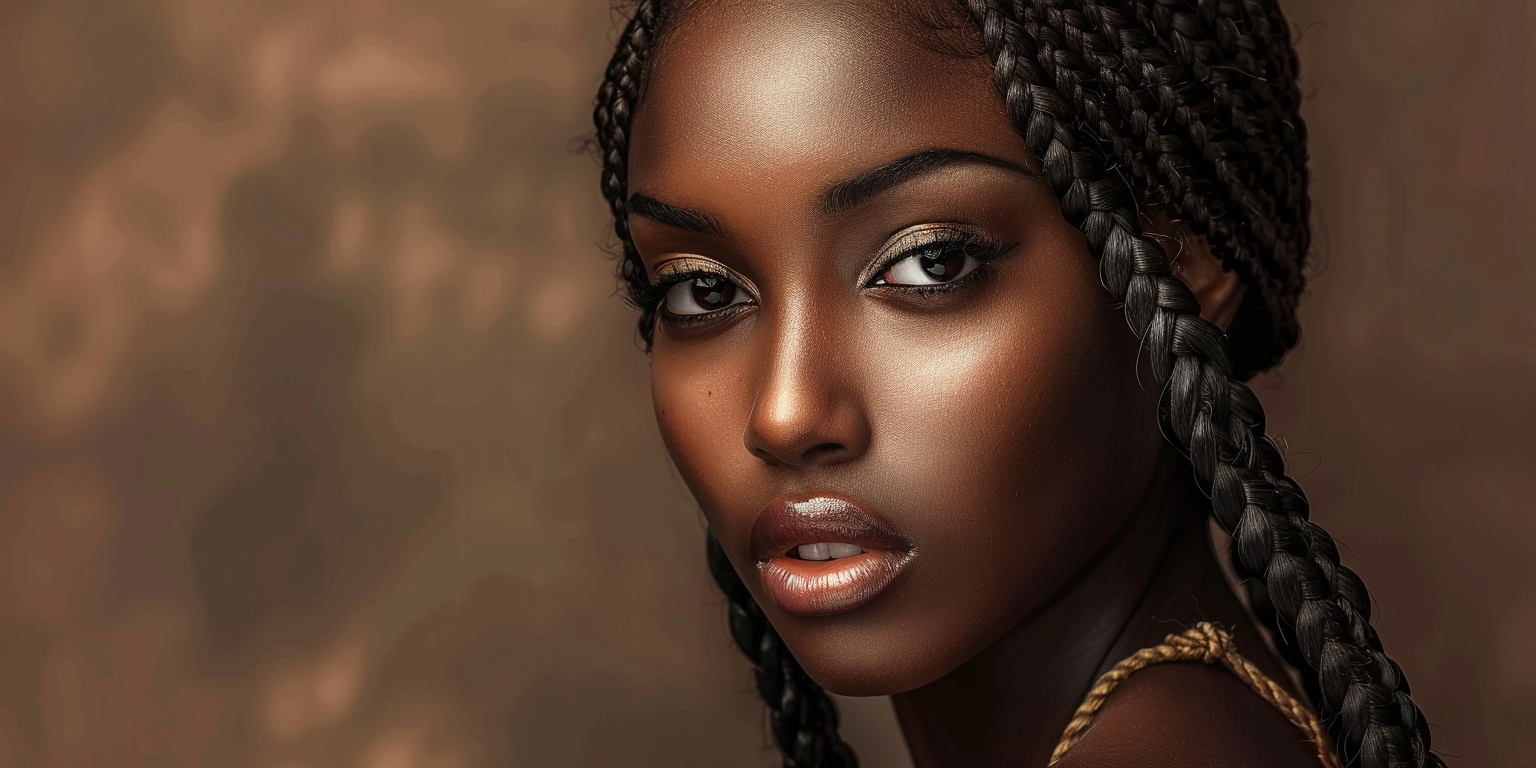 Black model woman with braids
